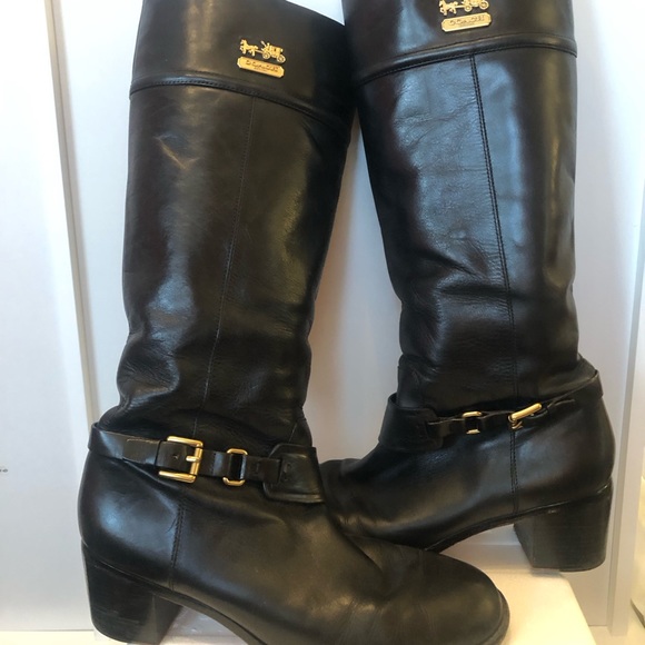 Coach Shoes - Coach Black leather knee high riding boots Size 9.5. EUC